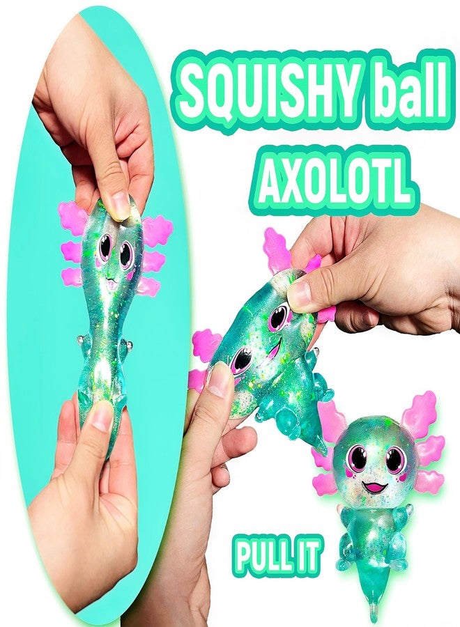 EVDERS Axolotl Squishy Sugar Ball, Slow Rise Axolotl Squishy Sensory Fidget Toys for Kids, Easter Basket Stuffers, Glitter Stress Relief Sugar Balls for Party Favors, Autism, ADHD (Green) - Image 4